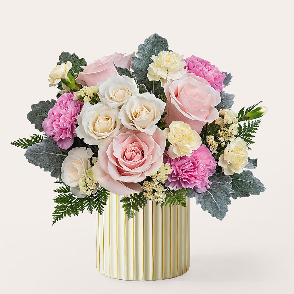 Blissful Moments Bouquet with Ivory Vase – Floristeria Fabiana, Charlotte NC