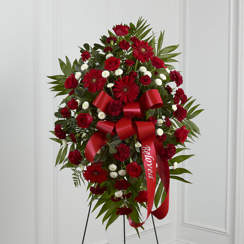 Treasured Memories Standing Spray – Floristeria Fabiana, Charlotte NC