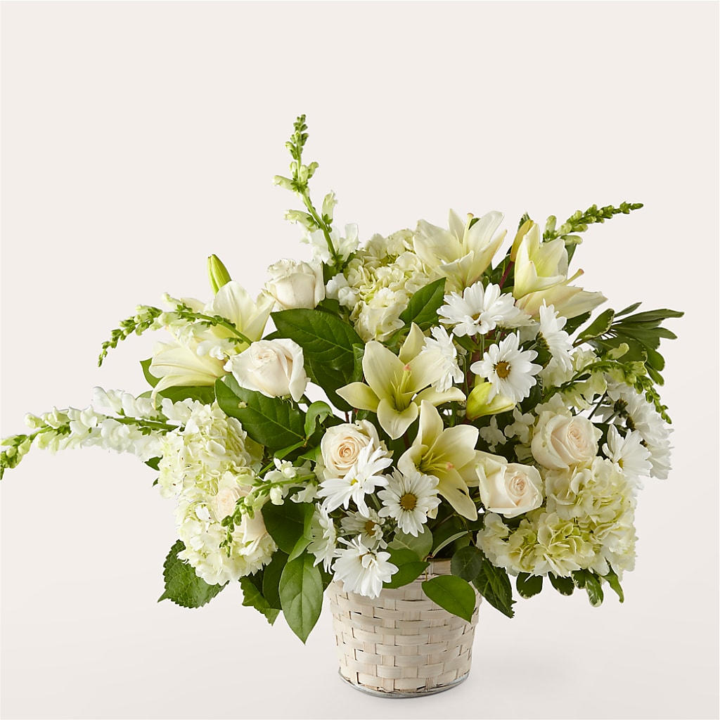 Ivory Elegance Floral Basket – Floristeria Fabiana, Charlotte NC