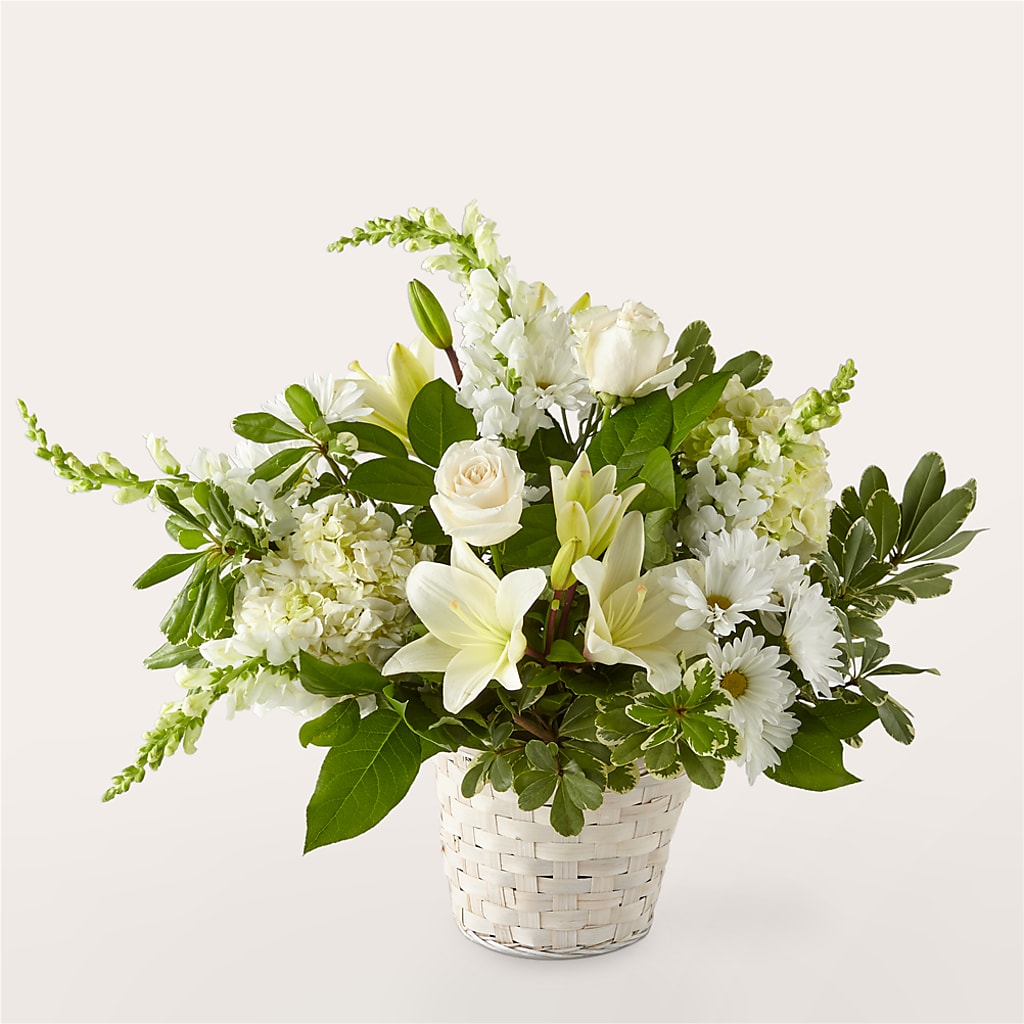 Ivory Elegance Floral Basket – Floristeria Fabiana, Charlotte NC