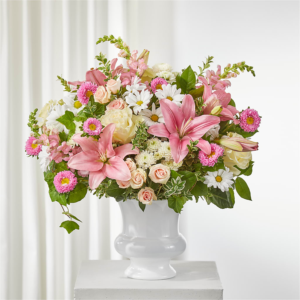 Empathetic Blooms Urn Arrangement – Floristeria Fabiana, Charlotte NC