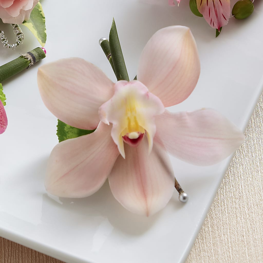 Pink Cymbidium Boutonniere – Floristeria Fabiana, Charlotte NC