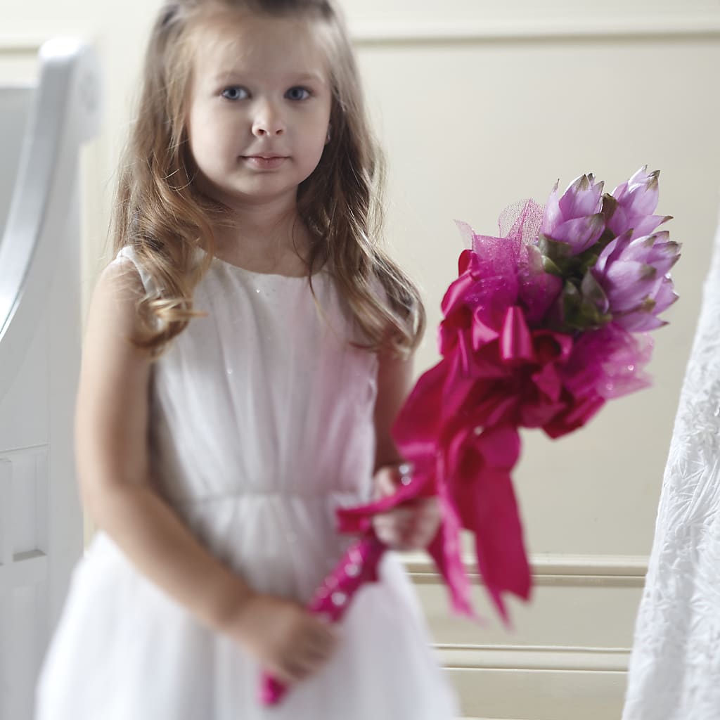 Sparkle Pink Flower Girl Bouquet – Floristeria Fabiana, Charlotte NC