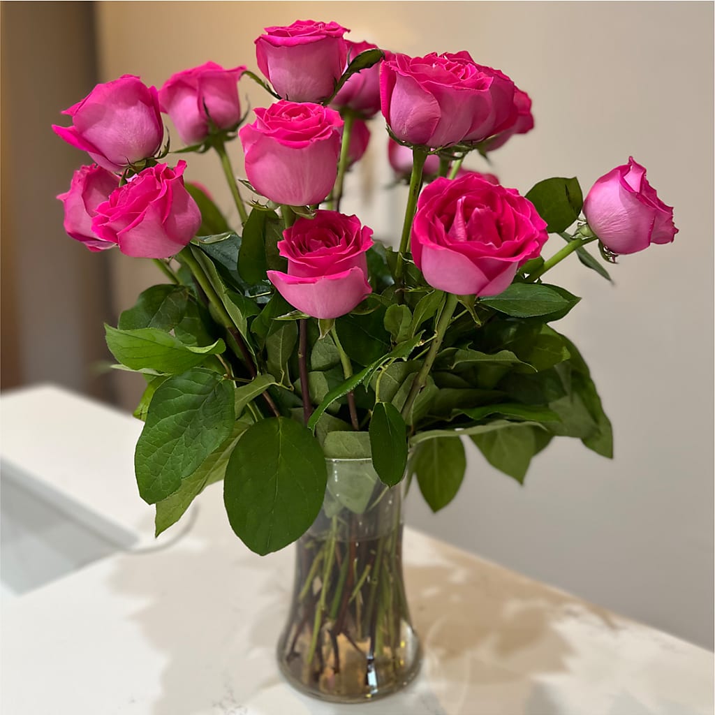 Long Stem Pink Rose Bouquet –  Floristeria Fabiana, Charlotte NC