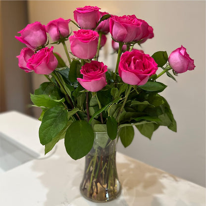 Long Stem Pink Rose Bouquet –  Floristeria Fabiana, Charlotte NC