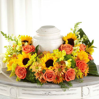 Faithful Sunflower Cremation Adornment –  Floristeria Fabiana, Charlotte NC