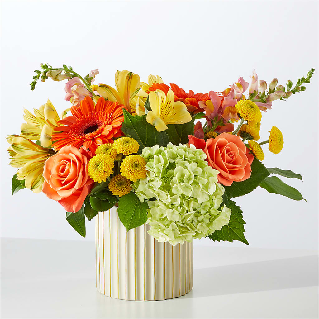 Autumn Sunshine Bouquet with Ivory Vase –  Floristeria Fabiana, Charlotte NC