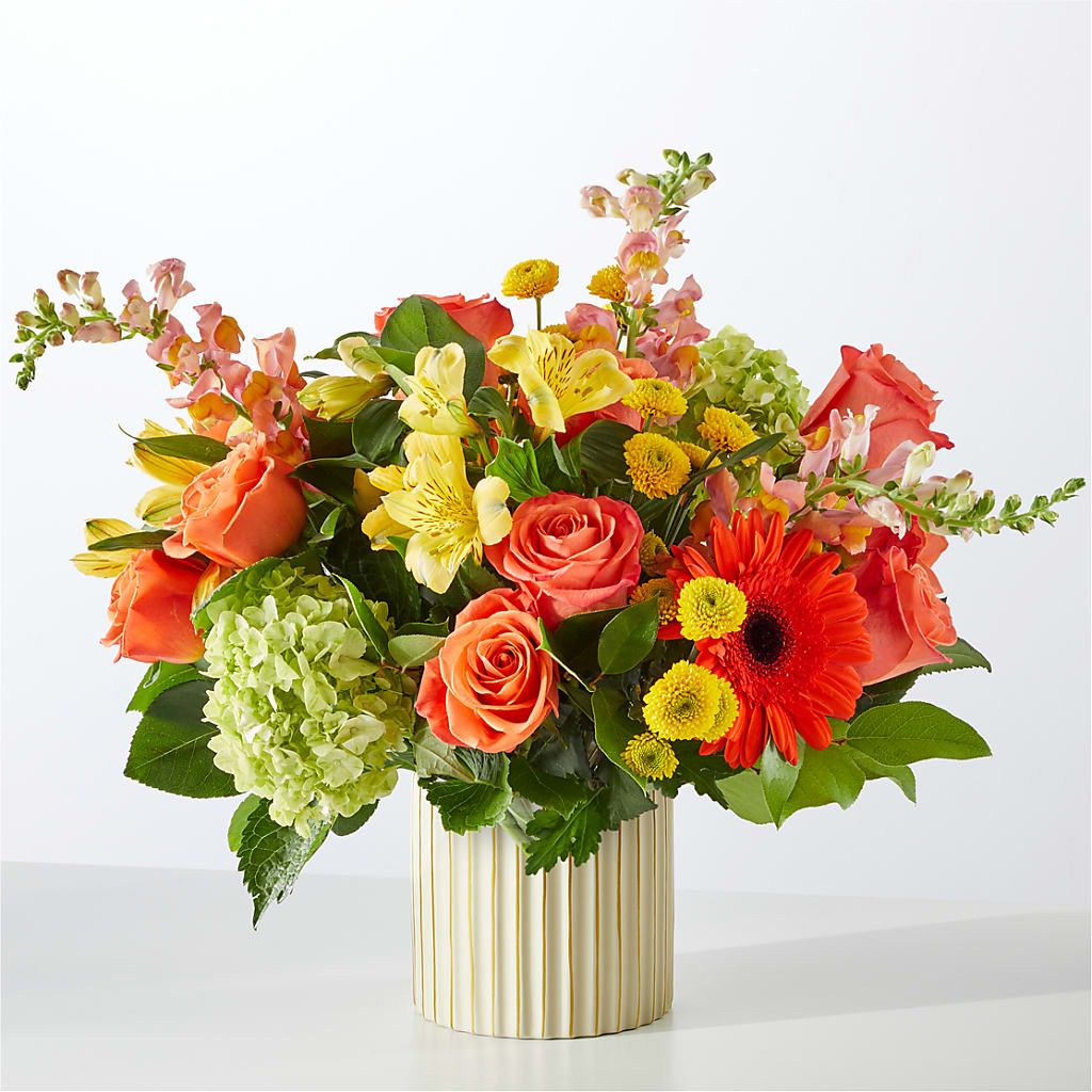 Autumn Sunshine Bouquet with Ivory Vase –  Floristeria Fabiana, Charlotte NC