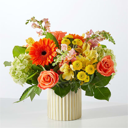 Autumn Sunshine Bouquet with Ivory Vase –  Floristeria Fabiana, Charlotte NC