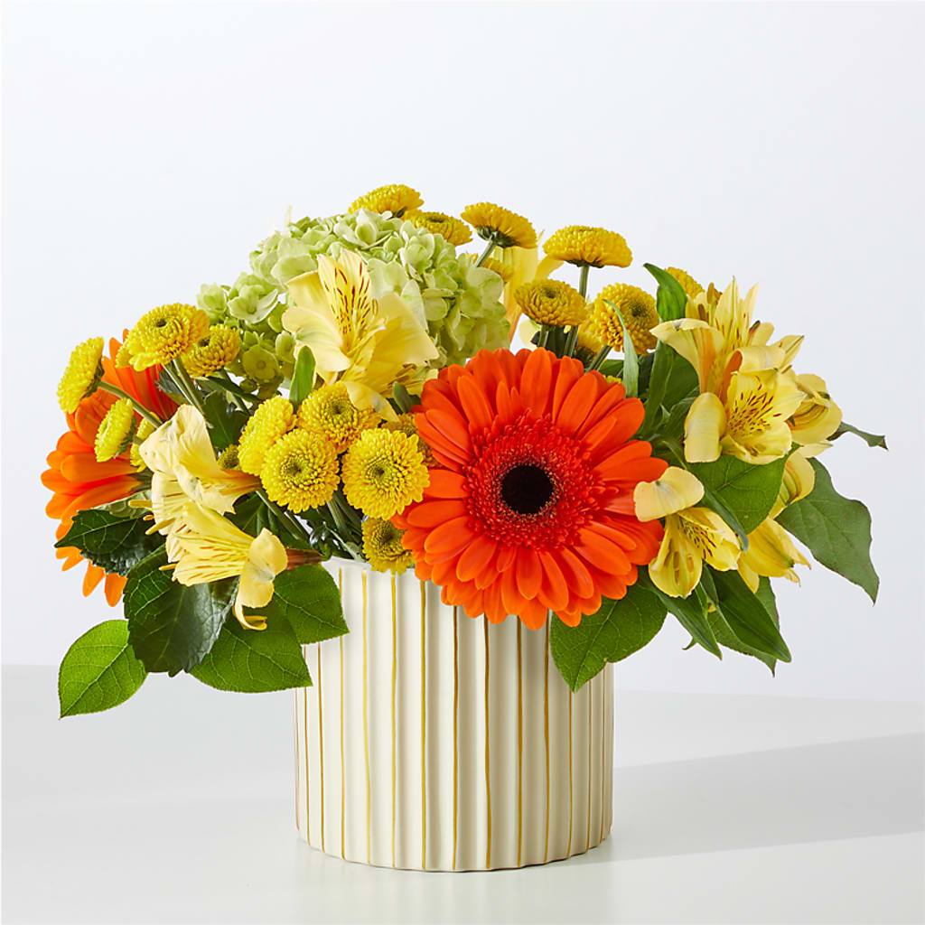 Autumn Sunshine Bouquet with Ivory Vase –  Floristeria Fabiana, Charlotte NC