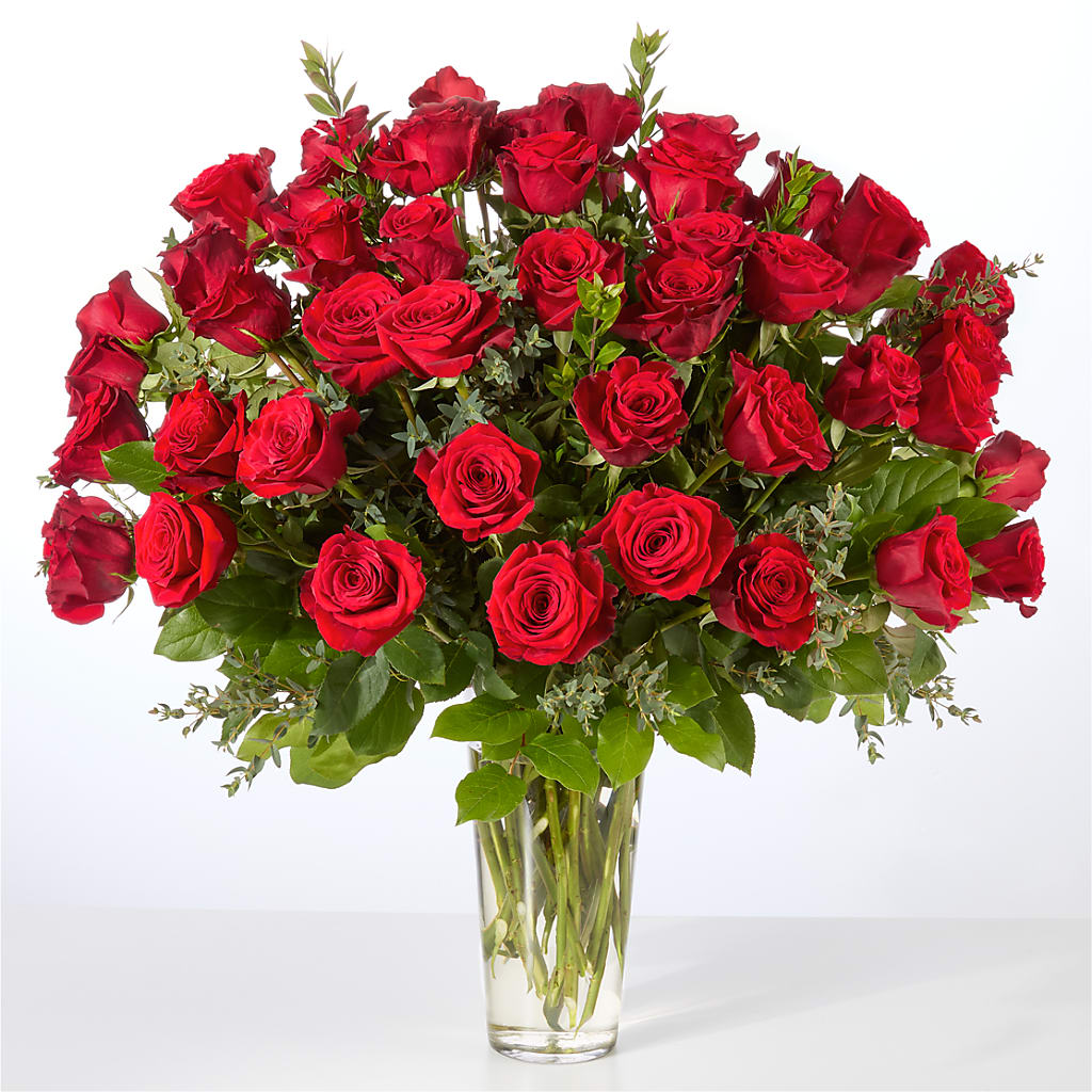 Forever Yours Fifty Stem Red Rose Bouquet –  Floristeria Fabiana, Charlotte NC