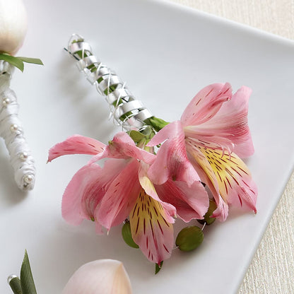 Pink Peruvian Lily Boutonniere –  Floristeria Fabiana, Charlotte NC