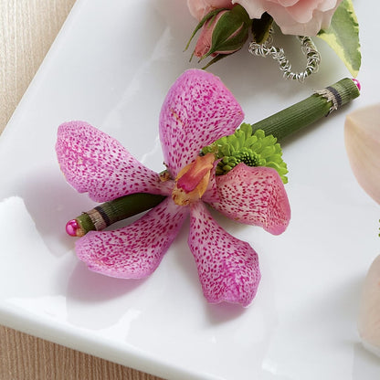 Pink Mokara Boutonniere –  Floristeria Fabiana, Charlotte NC