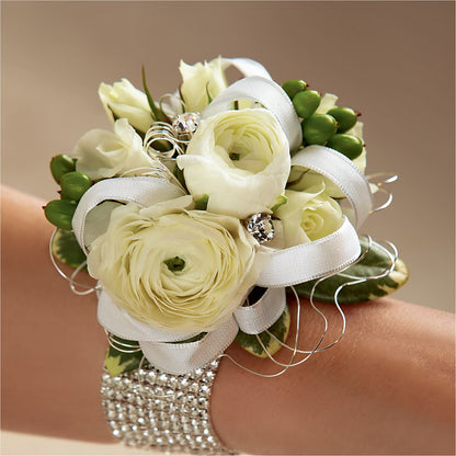 White Wedding Corsage –  Floristeria Fabiana, Charlotte NC